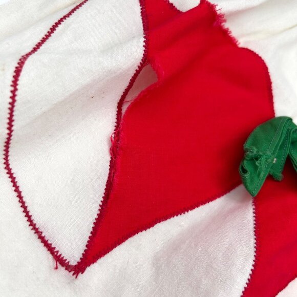 VINTAGE WHITE & RED CHRISTMAS BELLS W/ GREEN BOWS SHORT APRON - Picture 5 of 8